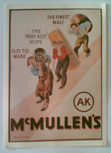 AK Old Fashioned Mild real ale. British beer, locally brewed by McMullens Brewery, classic advertising poster